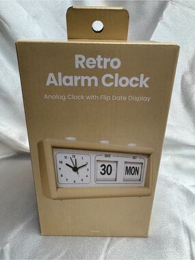GEMS Retro Analog Alarm Clock - Beige Flip Date Display